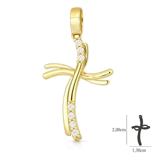 Ciondolo Croce Donna Oro Giallo GL102413 miniatura 2