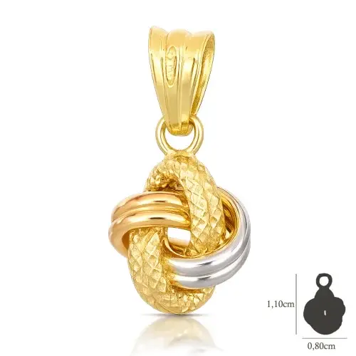 Ciondolo Nodo Oro Bianco Giallo Rosa GL102415 miniatura 2
