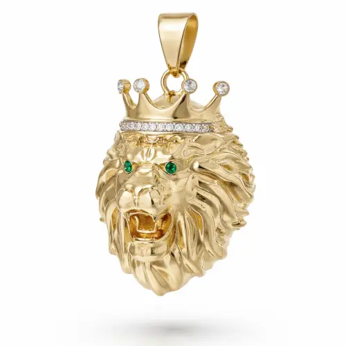 Gioielleria Lucchese Oro Ciondolo Testa di Leone Uomo Oro Giallo