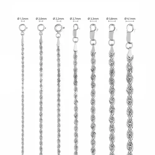 Collana Fune Corda Oro Bianco 18 KT 60 cm miniatura 3