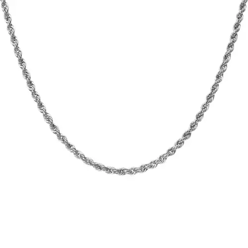 Collana Fune Corda Oro Bianco 18 KT 60 cm