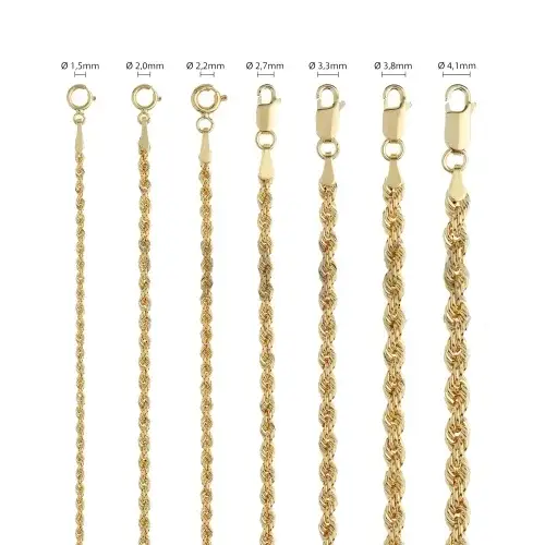 Collana Fune Corda Oro Giallo 18 KT 50 cm miniatura 2