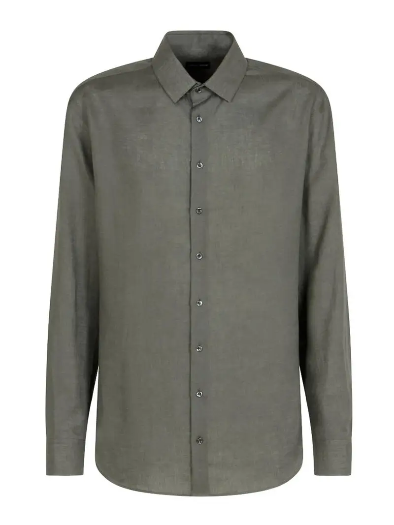 Camicia in cotone con vestibilitÃ regolare Nero