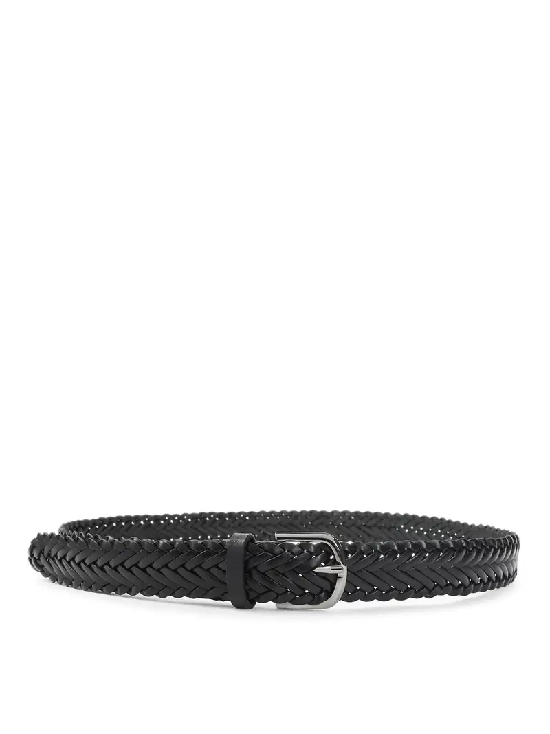 Cintura in pelle intrecciata Nero