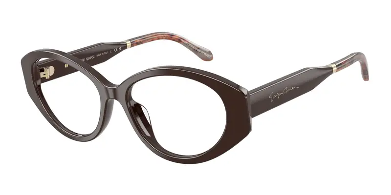 Giorgio Armani Donna AR7281U 6227 Montature da vista Acetato Marrone Trasparente Rotonda Normale