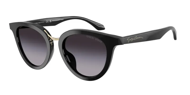 Donna Giorgio Armani AR8252U 50178G Occhiali da sole Acetato Nero Grigio Rotonda Normale Sfumato