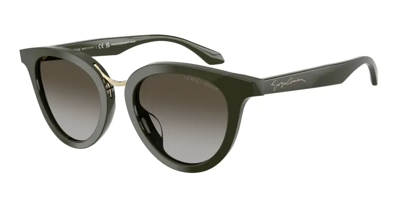 Donna Giorgio Armani AR8252U 640013 Occhiali da sole Acetato Verde Grigio Rotonda Normale Sfumato