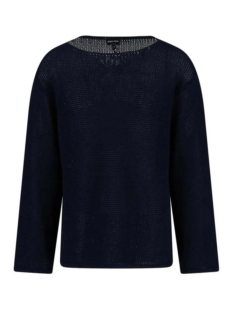 Maglione In Lino E Lyocell Blu