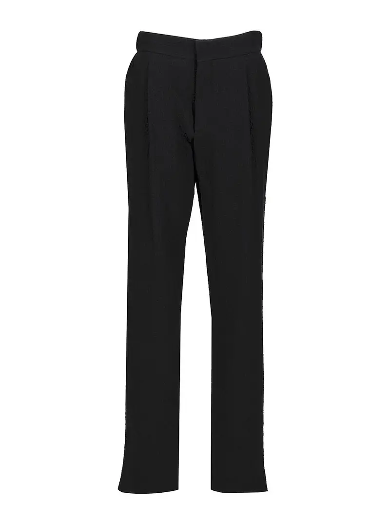 Pantaloni a piega singola in lana Nero