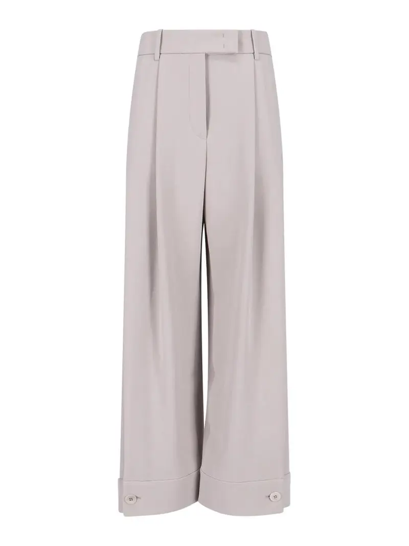 Pantaloni Ampi In Seta Beige