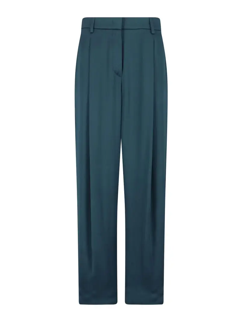 Pantaloni Sartoriali In Seta Verde