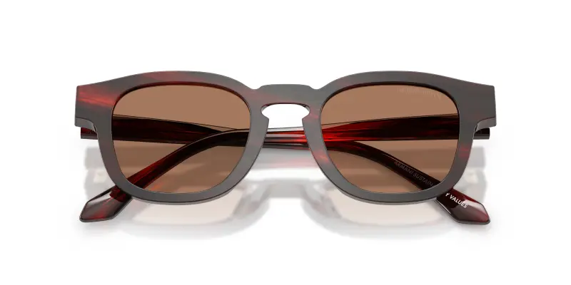 Unisex Giorgio Armani AR8254U 639273 Occhiali da sole Acetato Rosso Marrone Pillow Normale miniatura 2