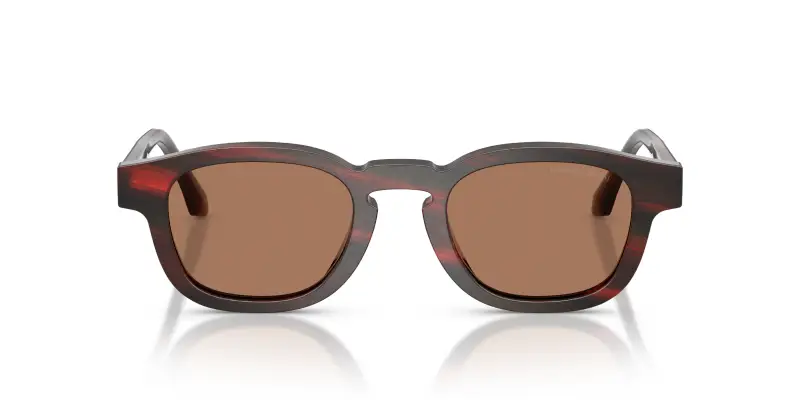 Unisex Giorgio Armani AR8254U 639273 Occhiali da sole Acetato Rosso Marrone Pillow Normale miniatura 3