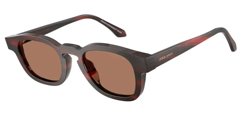 Unisex Giorgio Armani AR8254U 639273 Occhiali da sole Acetato Rosso Marrone Pillow Normale