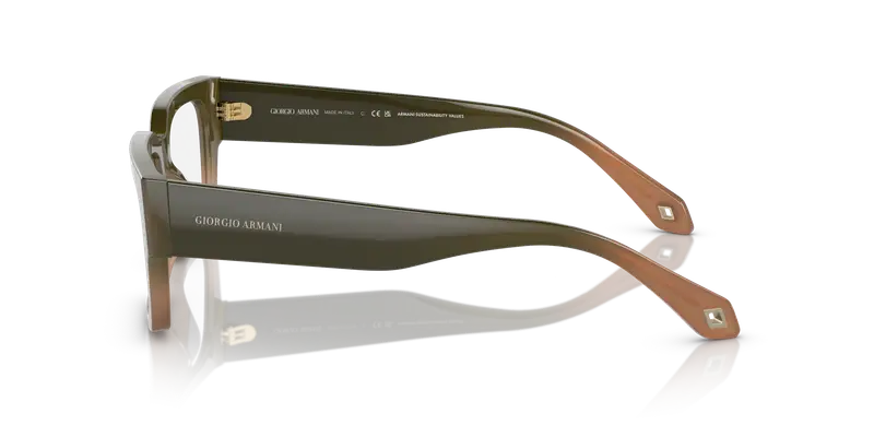 Giorgio Armani Uomo AR7243U 5982 Montature da vista Acetato Verde Trasparente Squadrata Normale miniatura 3