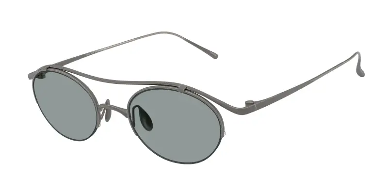 Uomo Giorgio Armani AR6172T 3356/1 Occhiali da sole Titanio Grigio Grigio Rotonda Normale