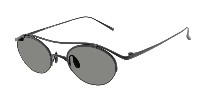 Uomo Giorgio Armani AR6172T 340487 Occhiali da sole Titanio Nero Grigio Rotonda Normale
