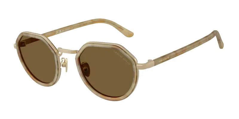 Uomo Giorgio Armani AR6181 630073 Occhiali da sole Metallo Tartaruga Marrone Rotonda Normale