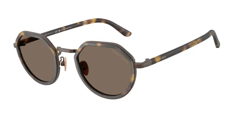 Uomo Giorgio Armani AR6181 640573 Occhiali da sole Metallo Giallo Marrone Rotonda Normale