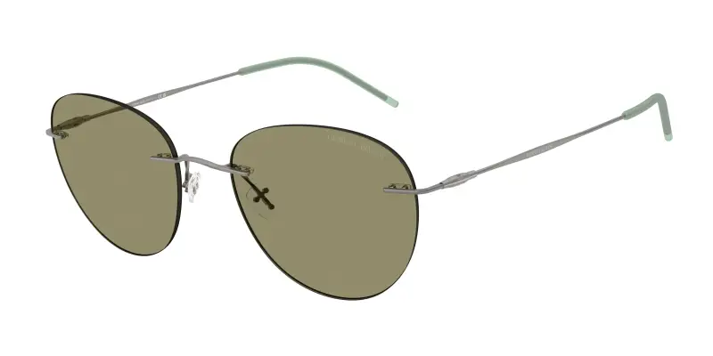 Uomo Giorgio Armani AR6182 300314 Occhiali da sole Metallo Grigio Verde Rotonda Normale