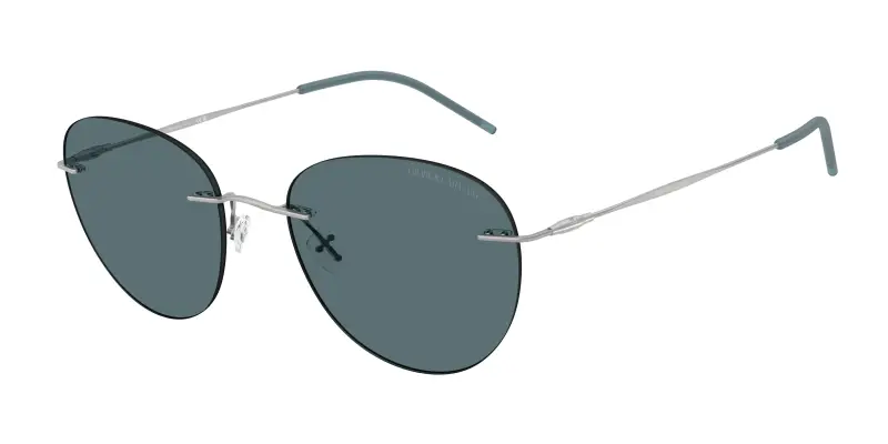 Uomo Giorgio Armani AR6182 304587 Occhiali da sole Metallo Argento Grigio Rotonda Normale
