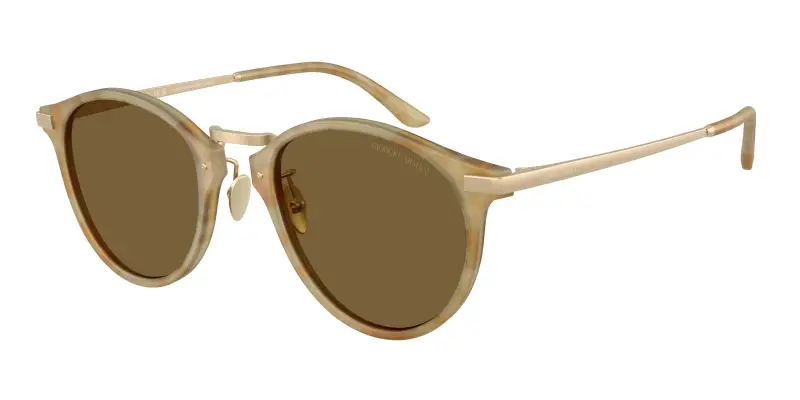 Uomo Giorgio Armani AR8250 630073 Occhiali da sole Acetato Beige Marrone Pantos Normale