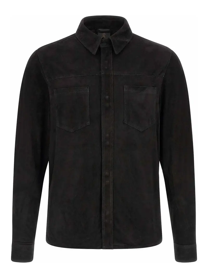 Guanti da camicia in pelle scamosciata Nero