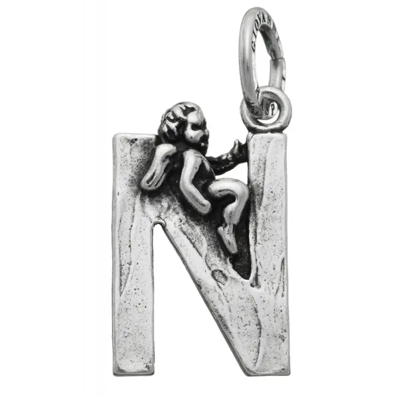 Ciondolo Charm Lettera N Con Angelo - Giovanni Raspini miniatura 2