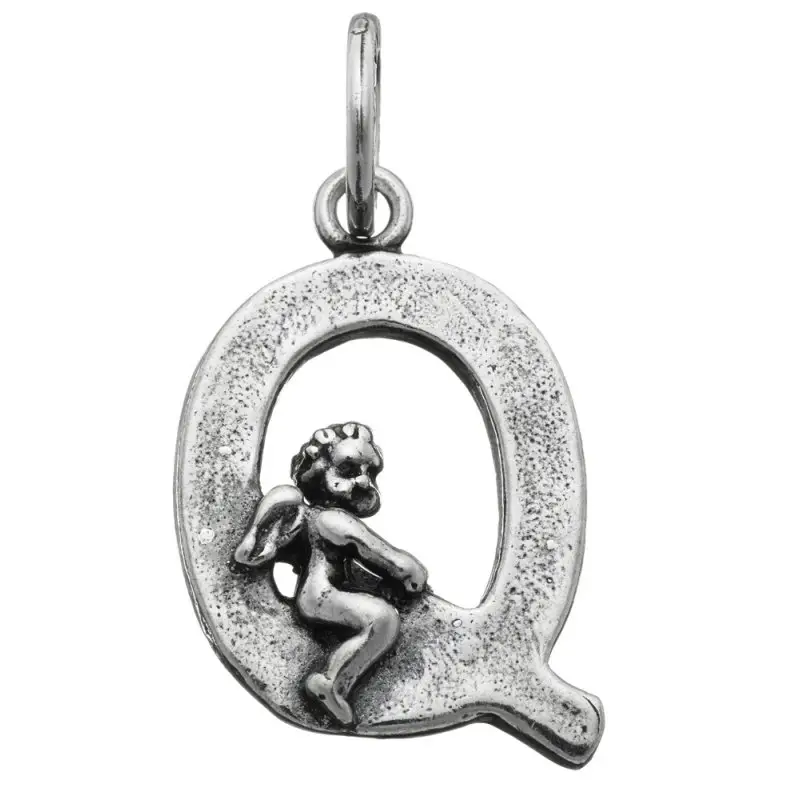 Ciondolo Charm Lettera Q Con Angelo - Giovanni Raspini