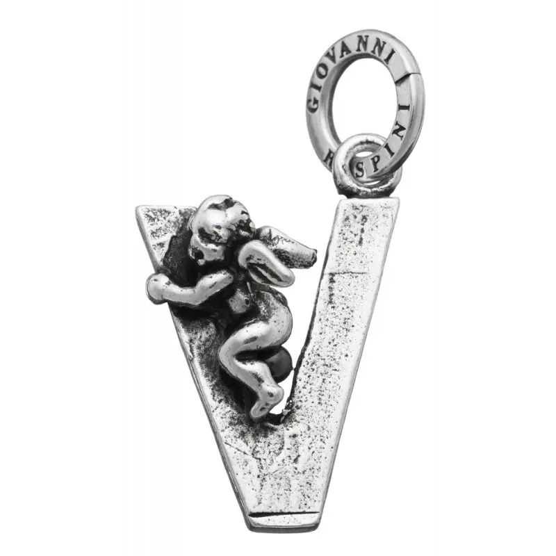 Ciondolo Charm Lettera V Con Angelo - Giovanni Raspini miniatura 2