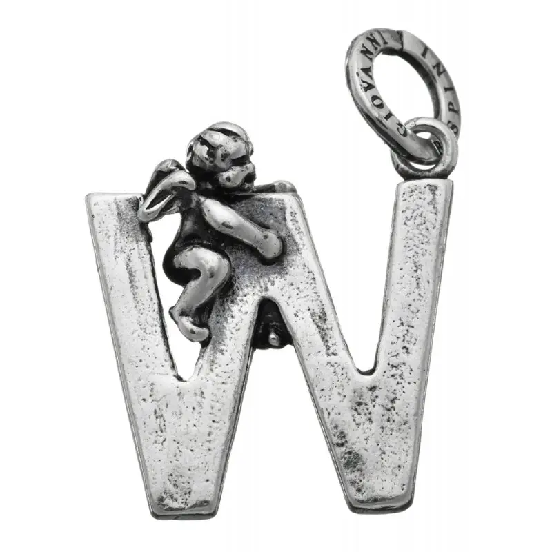 Ciondolo Charm Lettera W Con Angelo - Giovanni Raspini