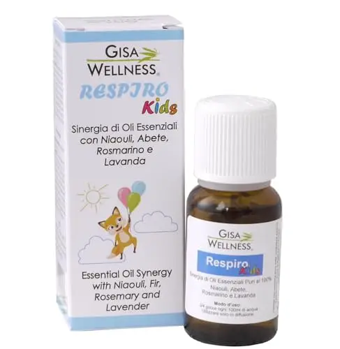 GISA WELLNESS - RESPIRO KIDS - Sinergia di Oli Essenziali Balsamici per Bambini - 15ml - Diffusione Ambientale -