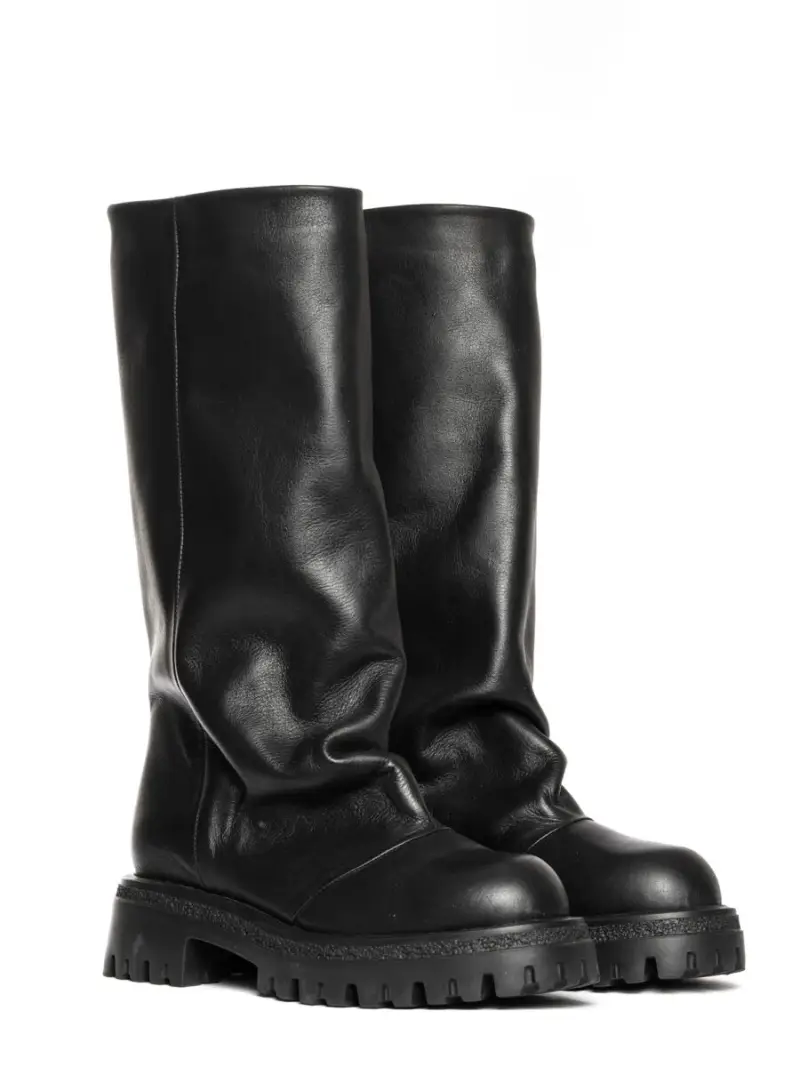 Biker Belfast nero con punta tonda drappeggio miniatura 2