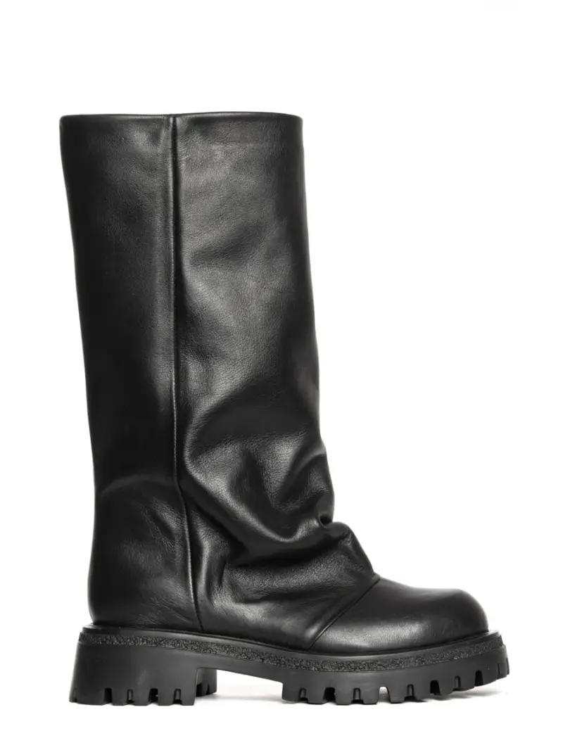 Biker Belfast nero con punta tonda drappeggio