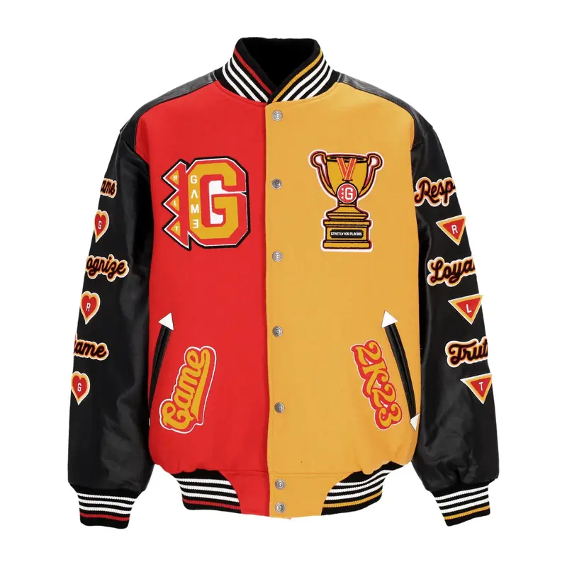 Giubbotto College Uomo Respect Loyalty Truth Varsity Jacket Jolly Black/royal Red/mustard