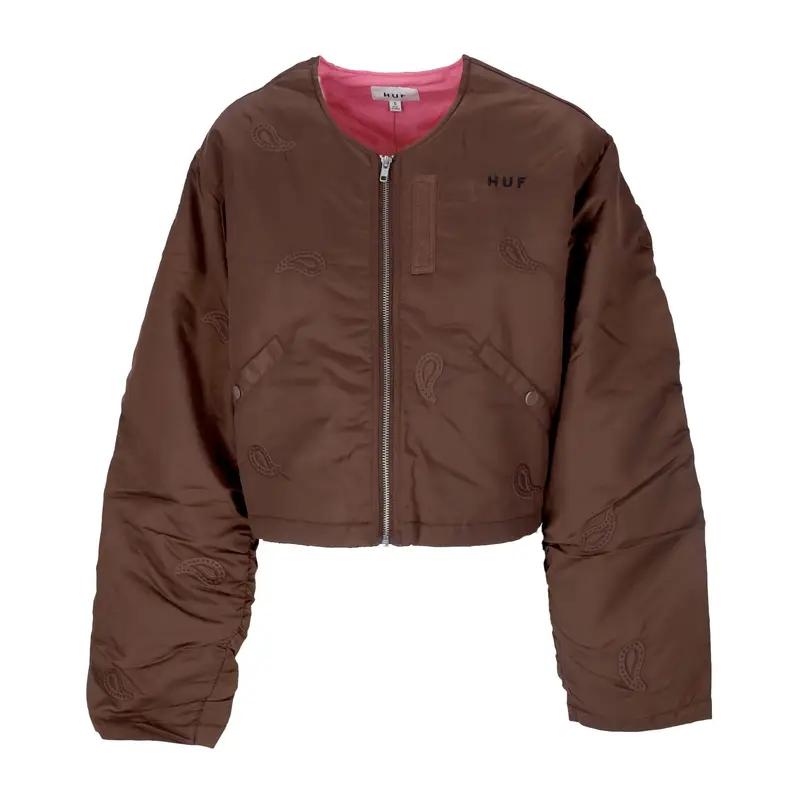Giubbotto Corto Donna Paisley Satin Bomber Brown