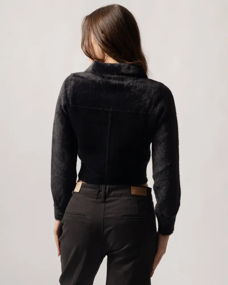 Giubbotto eco fur nero miniatura 2