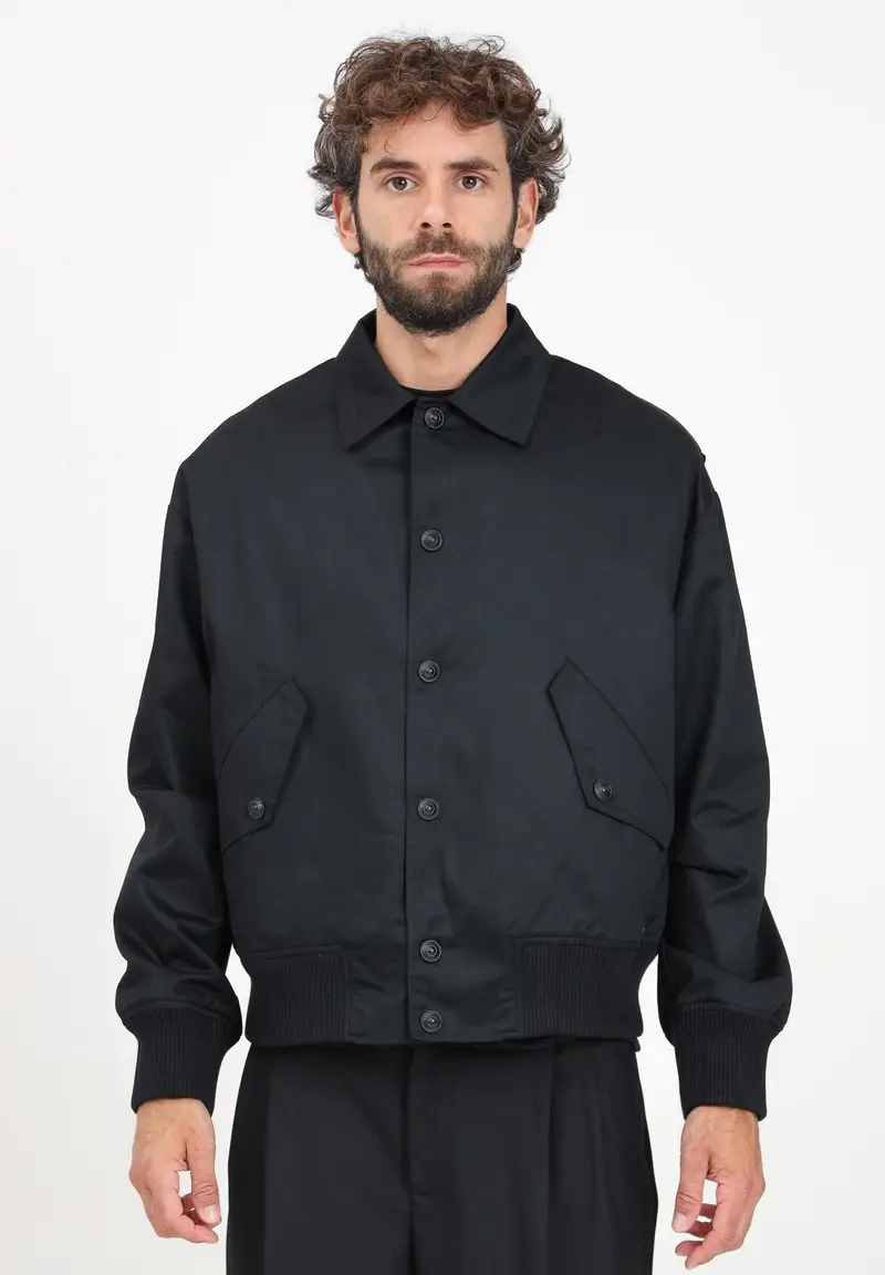 Giubbotto nero da uomo con smanicato rimovibile