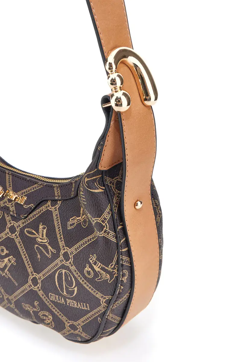 Borsa a spalla marrone stampa logo Giulia Pieralli R-335 [MARRONE miniatura 2