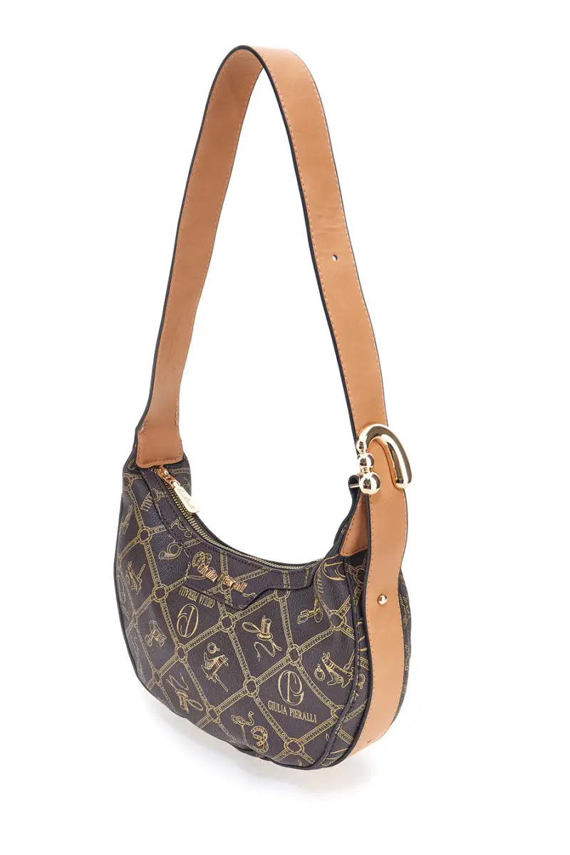 Borsa a spalla marrone stampa logo Giulia Pieralli R-335 [MARRONE miniatura 3