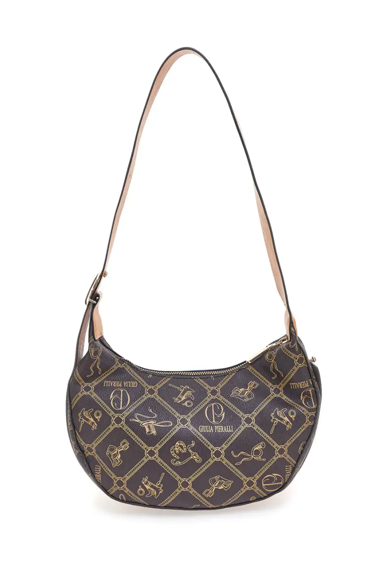 Borsa a spalla marrone stampa logo Giulia Pieralli R-335 [MARRONE miniatura 4
