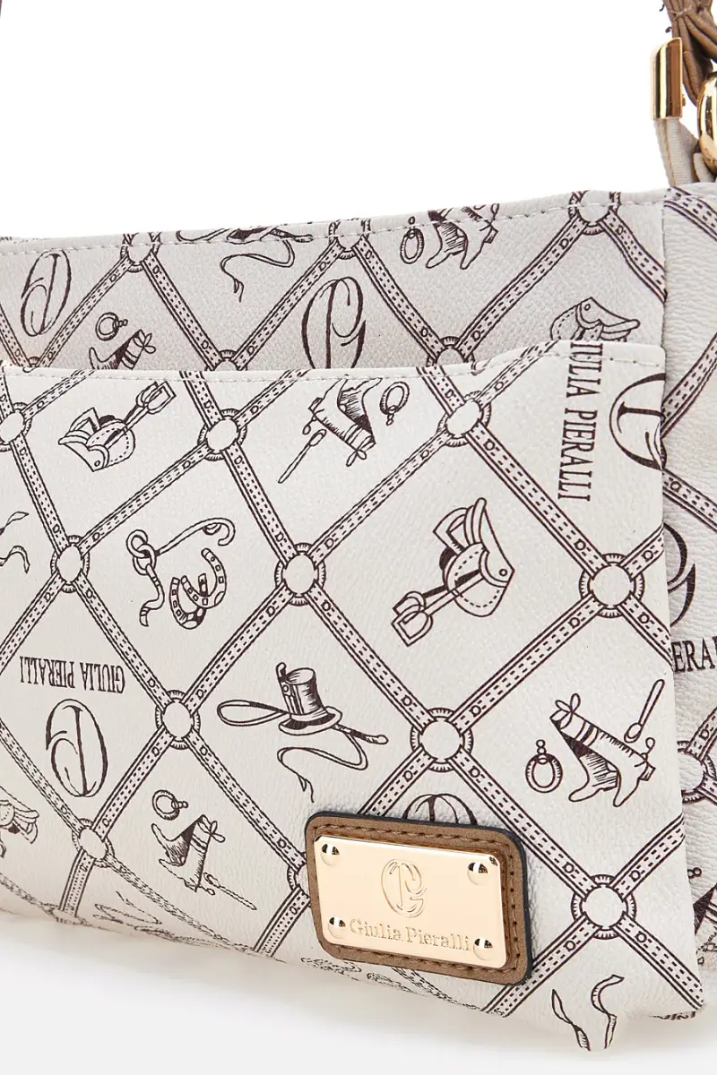 Borsa a tracolla beige stampa logo Giulia Pieralli GP431 [BEIGE miniatura 2