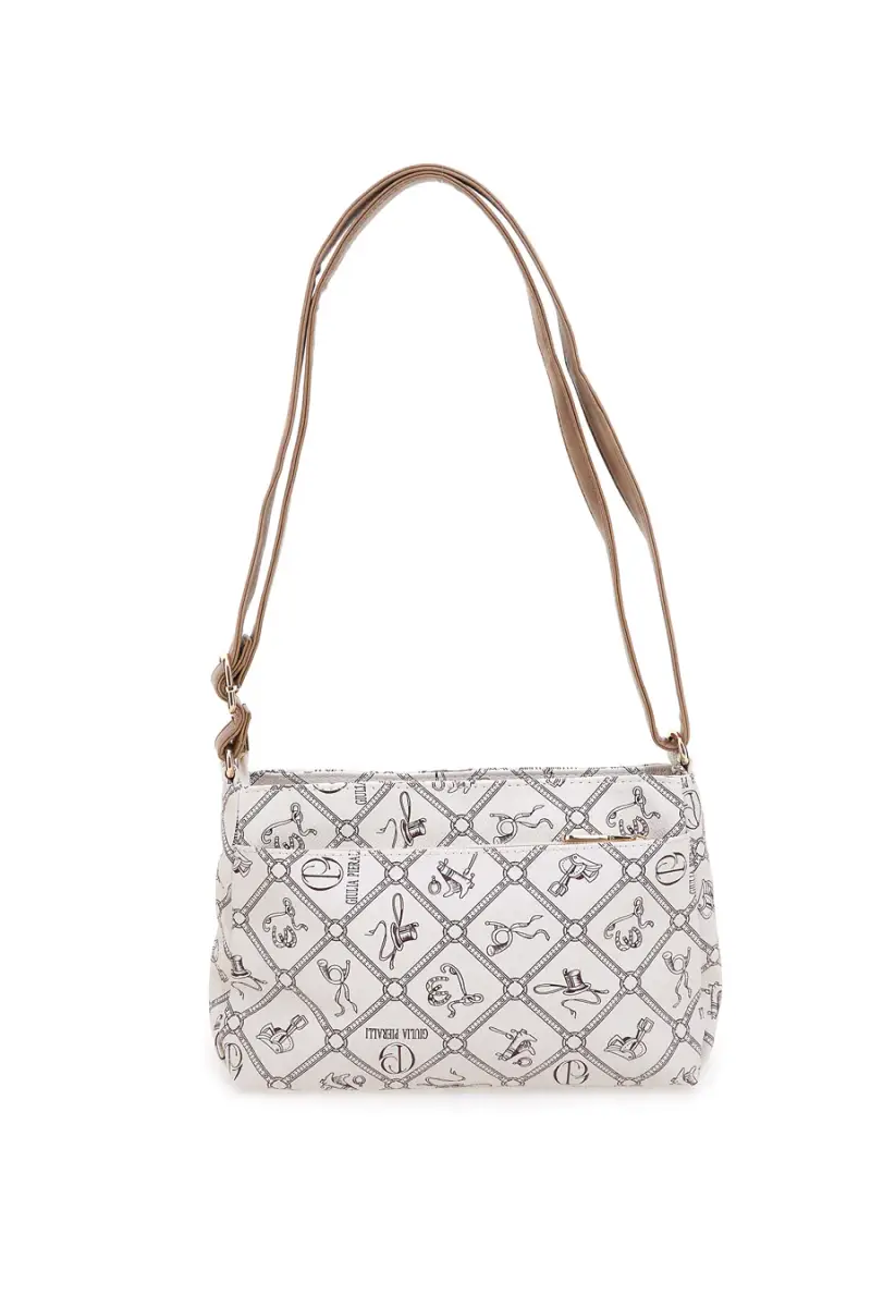 Borsa a tracolla beige stampa logo Giulia Pieralli GP431 [BEIGE miniatura 5