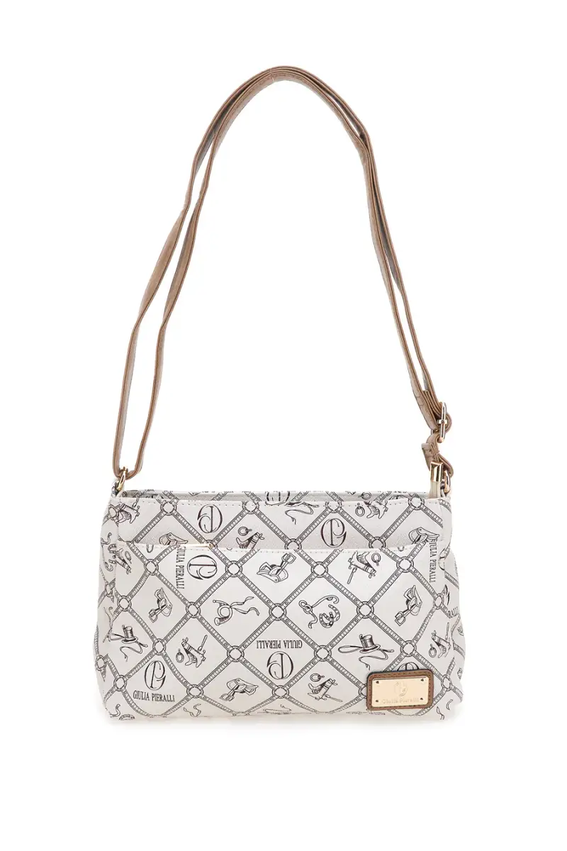 Borsa a tracolla beige stampa logo Giulia Pieralli GP431 [BEIGE