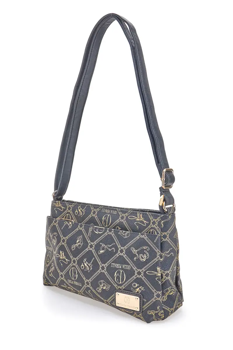Borsa a tracolla nero stampa logo Giulia Pieralli GP431 [NERO] miniatura 2
