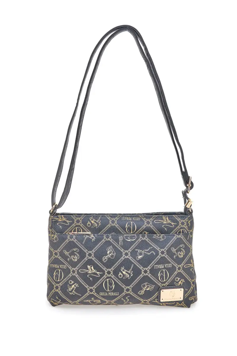 Borsa a tracolla nero stampa logo Giulia Pieralli GP431 [NERO]