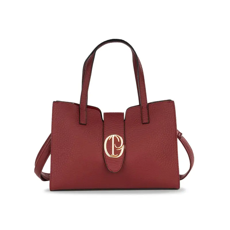 Borsa rossa da donna con fibbia con logo