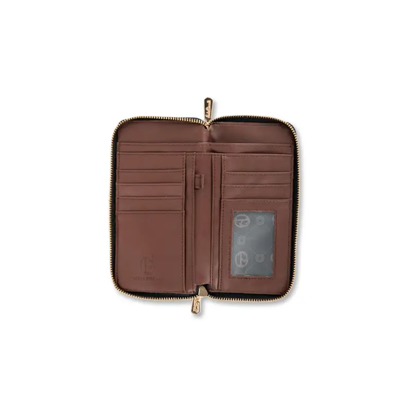 Portafoglio nero e marrone da donna con stampa multi logo