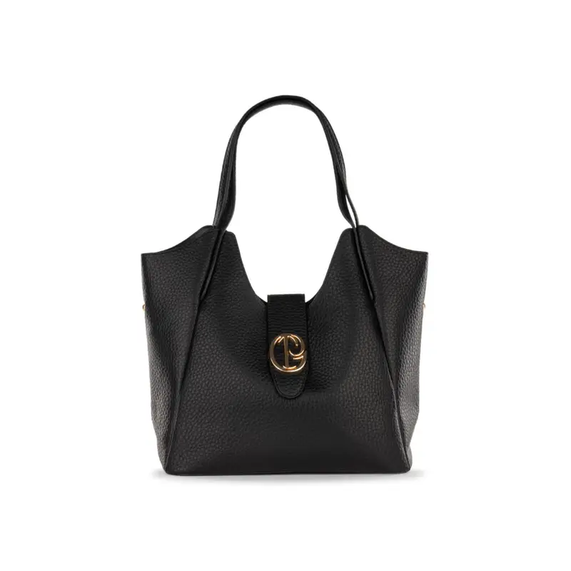 Shopper nera da donna con logo