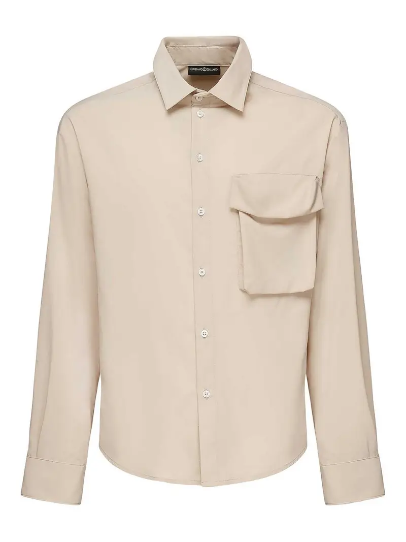 Camicia con tasca del torace Beige